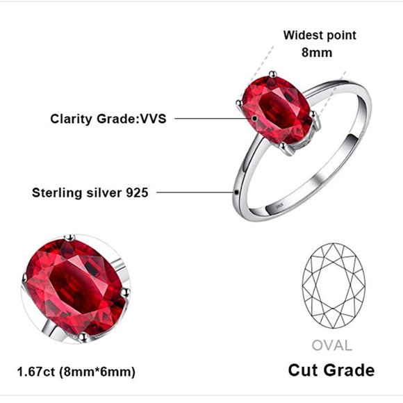 ❤️ 1.67ct Natural Garnet Ring - 925 Sterling Silver - Picture 5 of 6